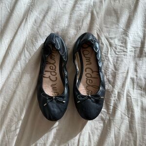 Sam Edelman Black Leather Flats with Bow